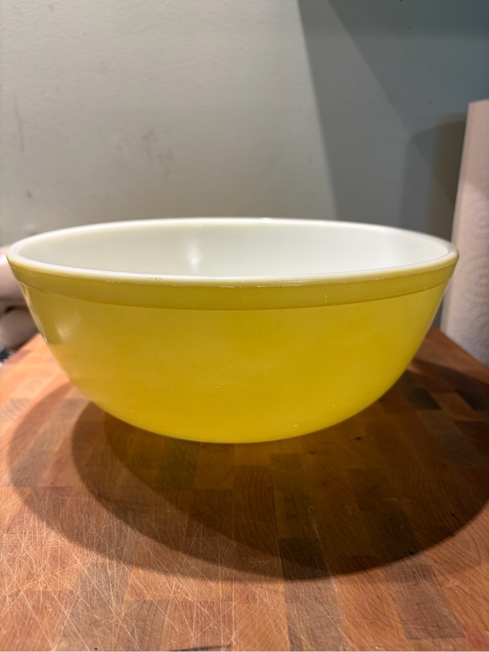 Pyrex Yellow and White Mixing Bowl
